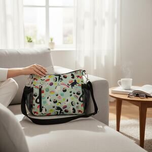 Lily Bloom Reese Coho Satchel – Cats & Sushi Print – Eco Bag – New with Tags